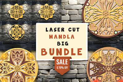 Intra απο ξύλο plywood 3mm-4mm πάχος Τρισδιάστατη δέσμη Mandala Δίασταση 30x30 cm INTRAFABR-99134996