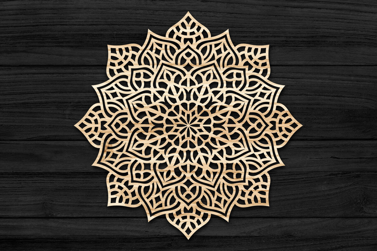 Intra απο ξύλο plywood 3mm-4mm πάχος Τρισδιάστατη Mandala Δίασταση 30x30 cm INTRAFABR-69581483