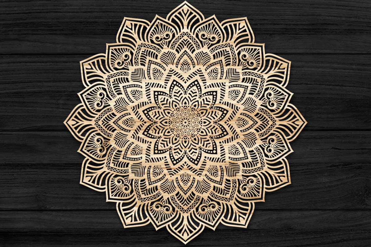 Intra απο ξύλο plywood 3mm-4mm πάχος Τρισδιάστατη Mandala Δίασταση 30x30 cm INTRAFABR-73486819