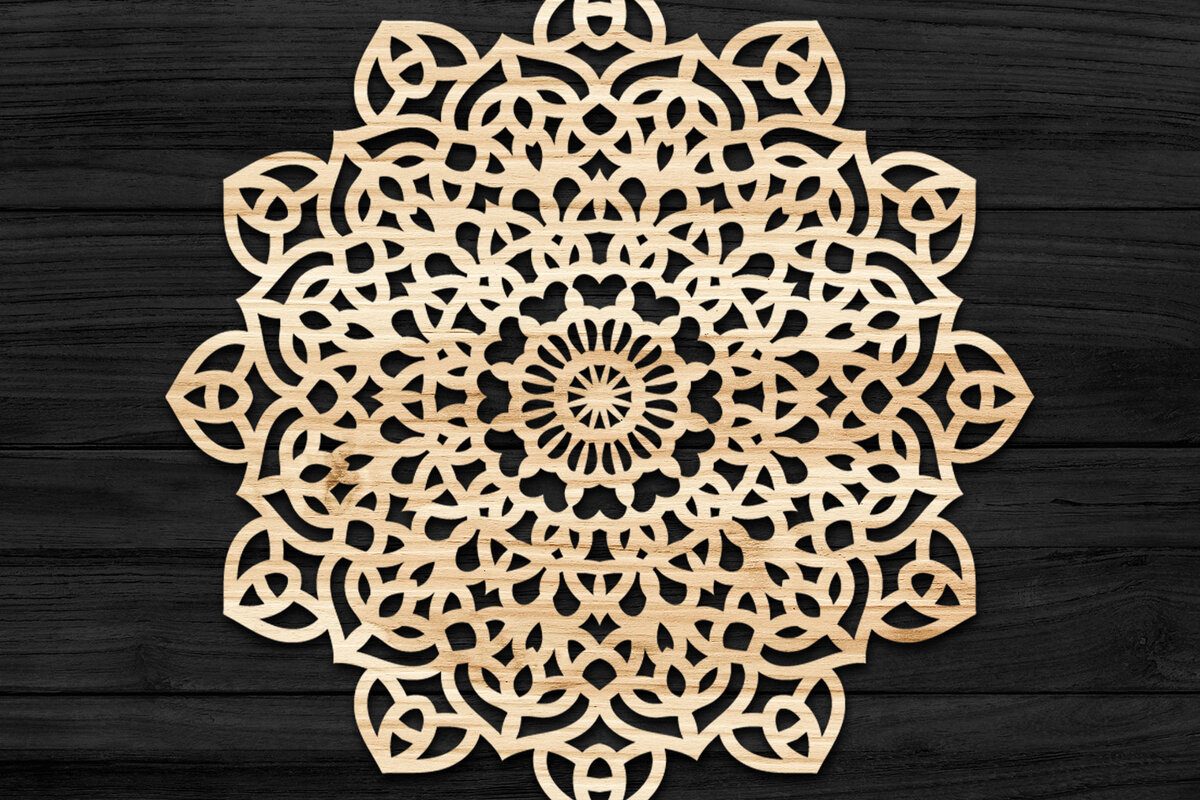 Σετ των 2 Intra απο ξύλο plywood 3mm-4mm πάχος Τρισδιάστατη Mandala Δίασταση 30x30 cm INTRAFABR-74276601