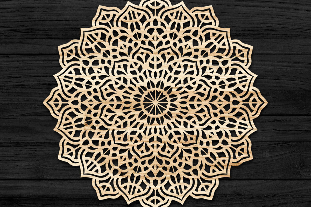 Intra απο ξύλο plywood 3mm-4mm πάχος Τρισδιάστατη Mandala Δίασταση 30x30 cm INTRAFABR-74286319