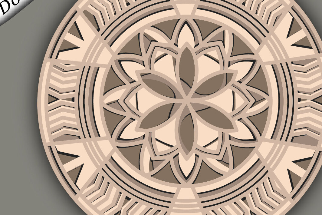 Intra απο ξύλο plywood 3mm-4mm πάχος 3D Mandala Multilayer /Viking Runes Δίασταση 30x30 cm INTRAFABR-62870114