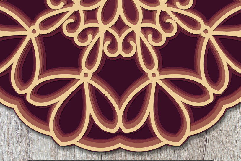 Σετ των 2 Intra απο ξύλο plywood 3mm-4mm πάχος κοπής 3D Mandala Δίασταση 12x12 cm INTRAFABR-13859368