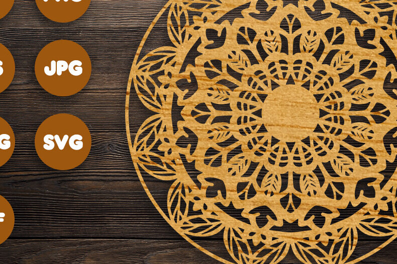 Intra απο ξύλο plywood 3mm-4mm πάχος 3D Mandala για Cricut Δίασταση 30x30 cm INTRAFABR-90360964