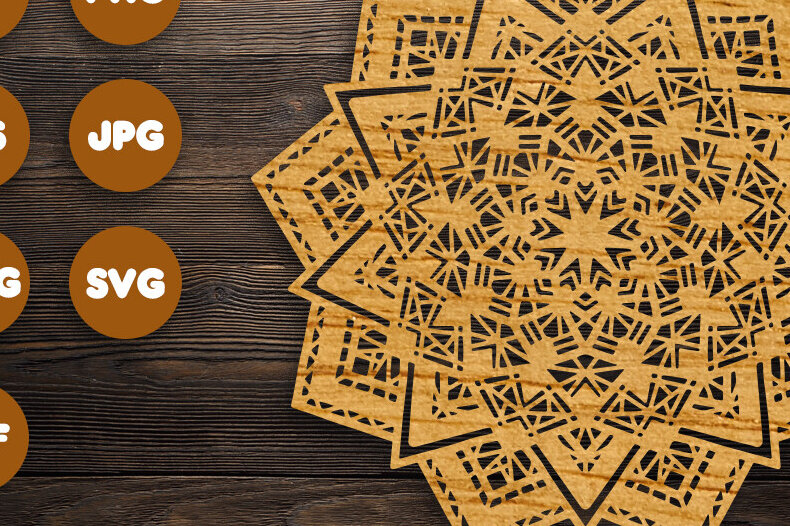 Intra απο ξύλο plywood 3mm-4mm πάχος 3D Mandala για Cricut Δίασταση 30x30 cm INTRAFABR-97986554