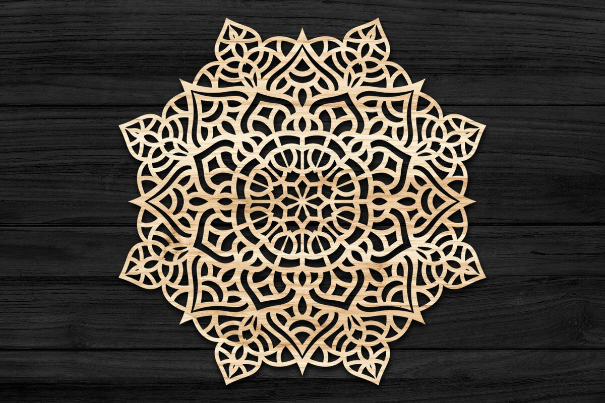 Σετ των 2 Intra απο ξύλο plywood 3mm-4mm πάχος 3D Mandala για Cricut Δίασταση 30x30 cm INTRAFABR-73485566