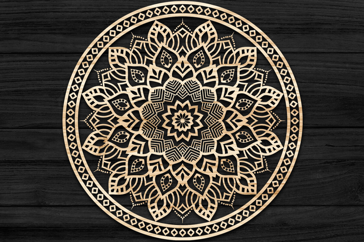 Intra απο ξύλο plywood 3mm-4mm πάχος 3D Mandala για Cricut Δίασταση 30x30 cm INTRAFABR-73487114