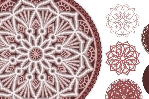 Σετ των 3 Intra απο ξύλο plywood 3mm-4mm πάχος 3D Mandala για Δίασταση 5x5 cm INTRAFABR-67992236