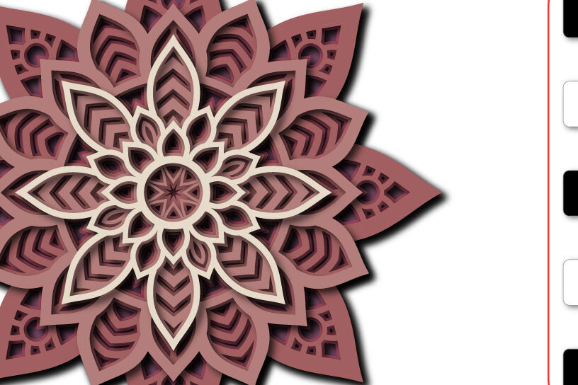 Σετ των 2 Intra απο ξύλο plywood 3mm-4mm πάχος 3D Mandala Δίασταση 30x30 cm INTRAFABR-18042908