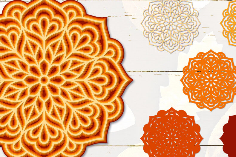 Intra απο ξύλο plywood 3mm-4mm πάχος 3D Mandala , 3D Fall Mandala Papercut Δίασταση 3600x3600 cm INTRAFABR-14578053