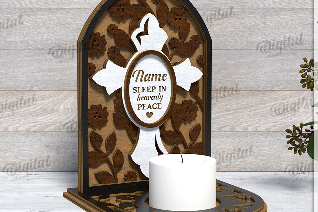 Intra απο ξύλο plywood 3mm-4mm πάχος 3D Memorial Κηροπήγιο Κοπή  Δίασταση 30x20 cm INTRAFABR-118769278