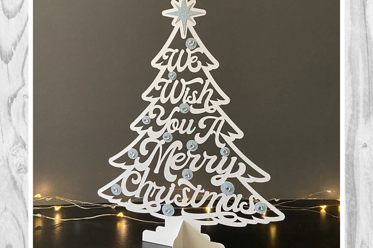 Σετ των 2 Intra απο ξύλο plywood 3mm-4mm πάχος τρισδιάστατο χαρούμενο χριστουγεννιάτικο δέντρο Δίασταση 15x15 cm INTRAFABR-21428807