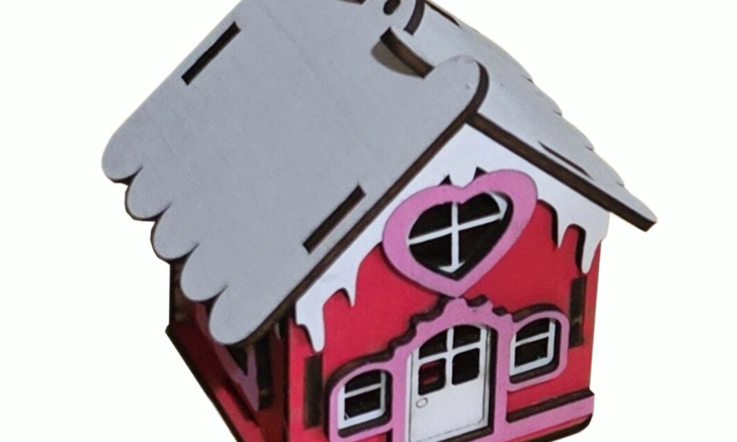 Σετ των 2 Intra απο ξύλο plywood 3mm-4mm πάχος Τρισδιάστατο μοντέλο Χριστουγεννιάτικο Χωριό Χειμερινή σκηνή Δίασταση 15x15 cm INTRAFABR-107350929