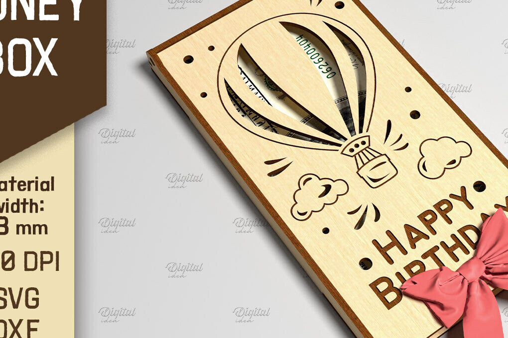 Σετ των 3 Intra απο ξύλο plywood 3mm-4mm πάχος 3D Money Box. Κουτί δώρου μετρητών Δίασταση 10x10 cm INTRAFABR-86217513