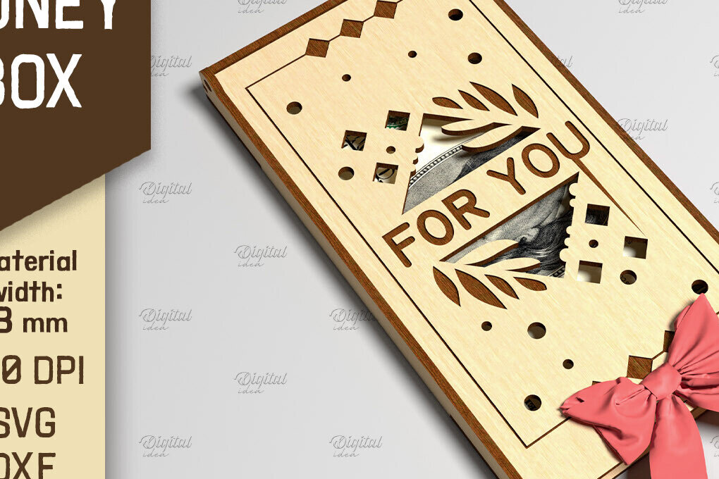 Σετ των 3 Intra απο ξύλο plywood 3mm-4mm πάχος 3D Money Box. Κουτί δώρου μετρητών Δίασταση 10x10 cm INTRAFABR-86217182