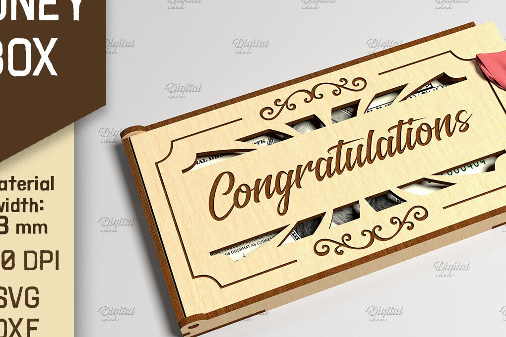 Σετ των 3 Intra απο ξύλο plywood 3mm-4mm πάχος 3D Money Box. Κουτί δώρου μετρητών Δίασταση 10x10 cm INTRAFABR-86217244