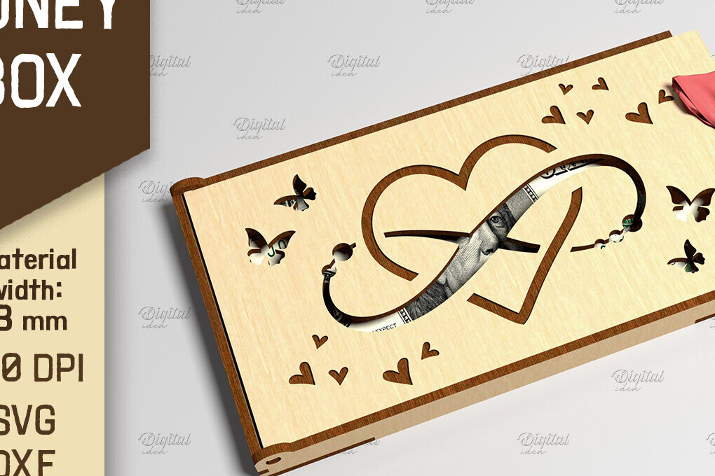 Σετ των 3 Intra απο ξύλο plywood 3mm-4mm πάχος 3D Money Box. Κουτί δώρου μετρητών Δίασταση 10x10 cm INTRAFABR-86217356