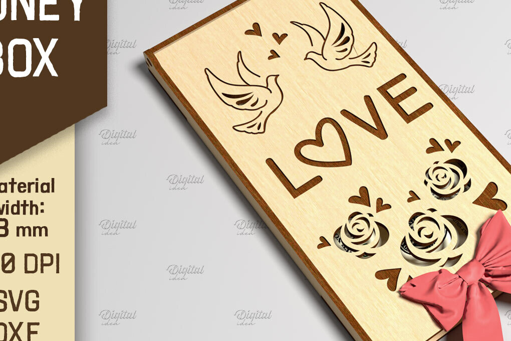 Σετ των 3 Intra απο ξύλο plywood 3mm-4mm πάχος 3D Money Box. Κουτί δώρου μετρητών Δίασταση 10x10 cm INTRAFABR-86217389