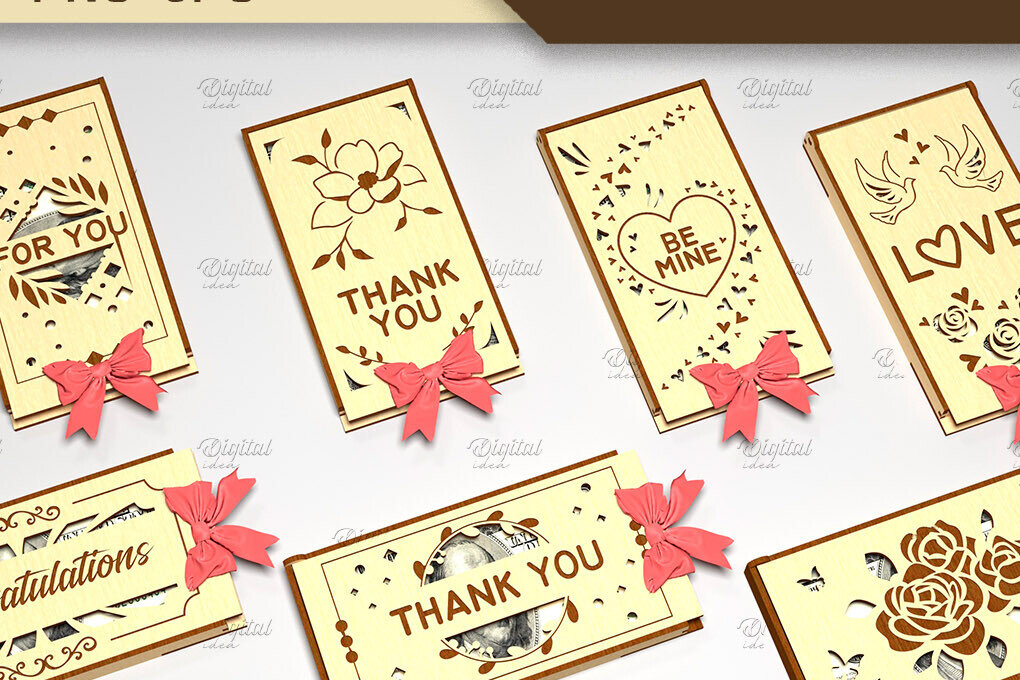 Σετ των 3 Intra απο ξύλο plywood 3mm-4mm πάχος 3D Money Box. Κουτί δώρου με μετρητά Δίασταση 10x10 cm INTRAFABR-86221477