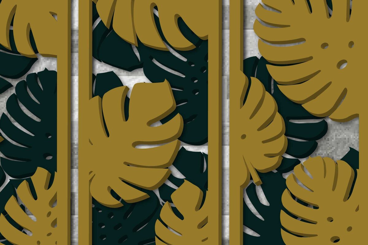 Intra απο ξύλο plywood 3mm-4mm πάχος διακόσμησης τοίχου με πάνελ 3D Monstera Δίασταση 40x40 cm INTRAFABR-71055183