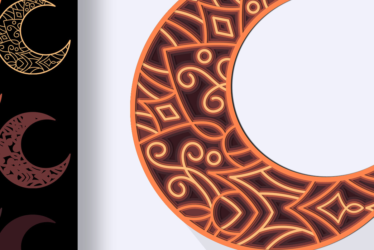 Intra απο ξύλο plywood 3mm-4mm πάχος αποκοπής με 3D Moon Mandala Δίασταση 30x30 cm INTRAFABR-24714206