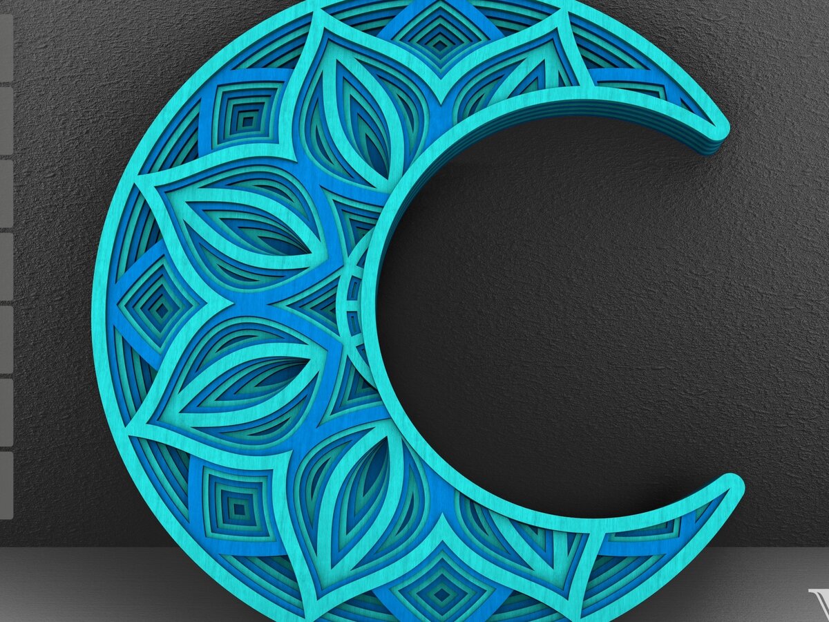 Intra απο ξύλο plywood 3mm-4mm πάχος 3D Moon Mandala , Paper Cut Moon 3D Δίασταση 234x234 cm INTRAFABR-29234074