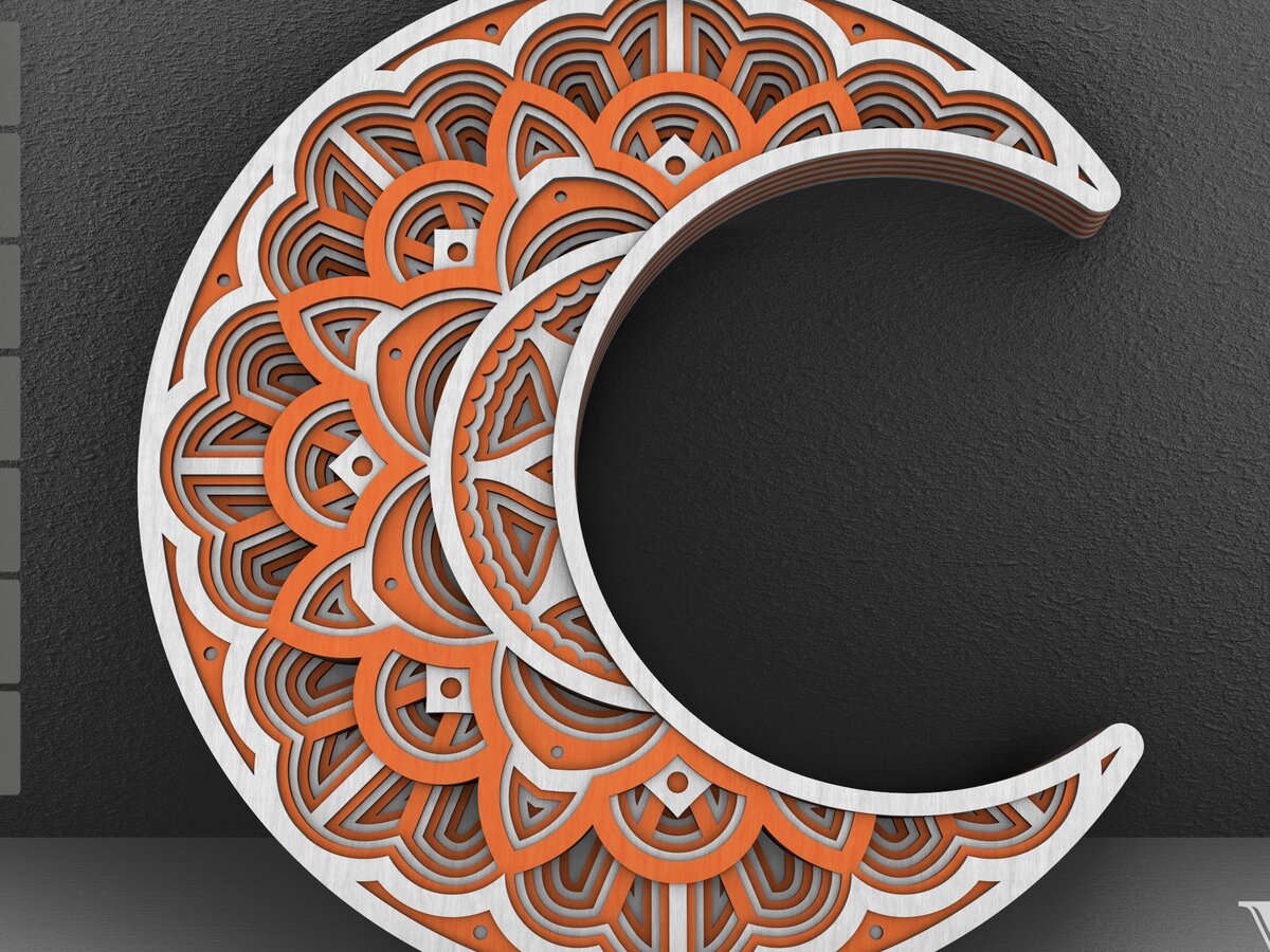 Intra απο ξύλο plywood 3mm-4mm πάχος 3D Moon Mandala , Papercut Moon 3D Δίασταση 234x234 cm INTRAFABR-29234156