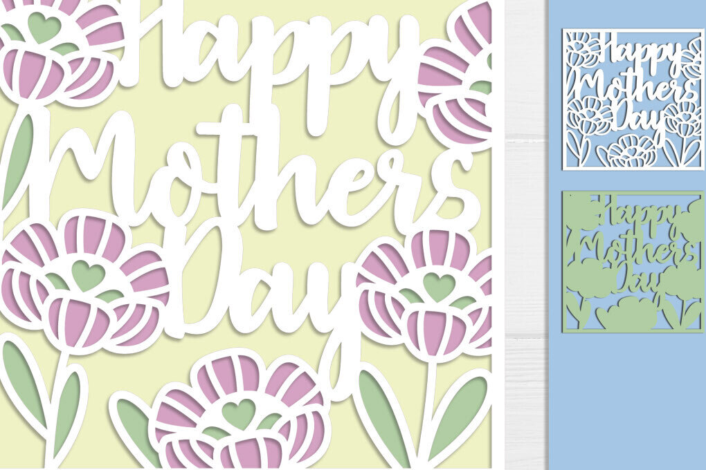 Intra απο ξύλο plywood 3mm-4mm πάχος Τρισδιάστατη κάρτα λουλουδιών για την Ημέρα της Μητέρας με στρώσεις Δίασταση 15x15 cm INTRAFABR-118999471