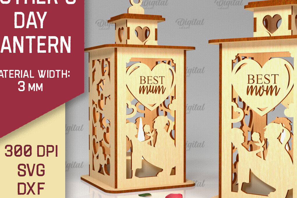 Intra απο ξύλο plywood 3mm-4mm πάχος Τρισδιάστατη κοπή φαναριού για τη γιορτή της μητέρας Δίασταση 30x20 cm INTRAFABR-93711464