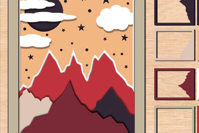 Σετ των 2 Intra απο ξύλο plywood 3mm-4mm πάχος 3d Mountain Shadow Box Δίασταση 25x25 cm INTRAFABR-57732542