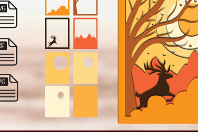 Σετ των 2 Intra απο ξύλο plywood 3mm-4mm πάχος 3d Mountain Shadow Box Δίασταση 25x25 cm INTRAFABR-59199379