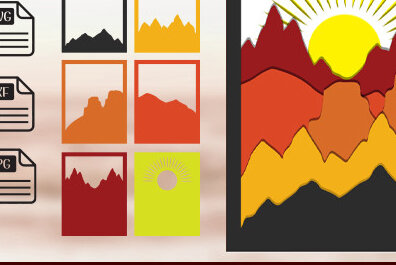 Σετ των 2 Intra απο ξύλο plywood 3mm-4mm πάχος 3d Mountain Shadow Box Δίασταση 25x25 cm INTRAFABR-59283745