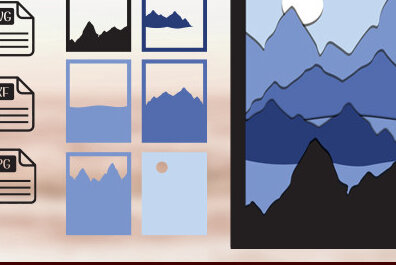 Σετ των 2 Intra απο ξύλο plywood 3mm-4mm πάχος 3d Mountain Shadow Box Δίασταση 25x25 cm INTRAFABR-59283753