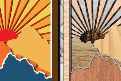 Σετ των 2 Intra απο ξύλο plywood 3mm-4mm πάχος 3d Mountain Shadow Box Δίασταση 25x25 cm INTRAFABR-57732460