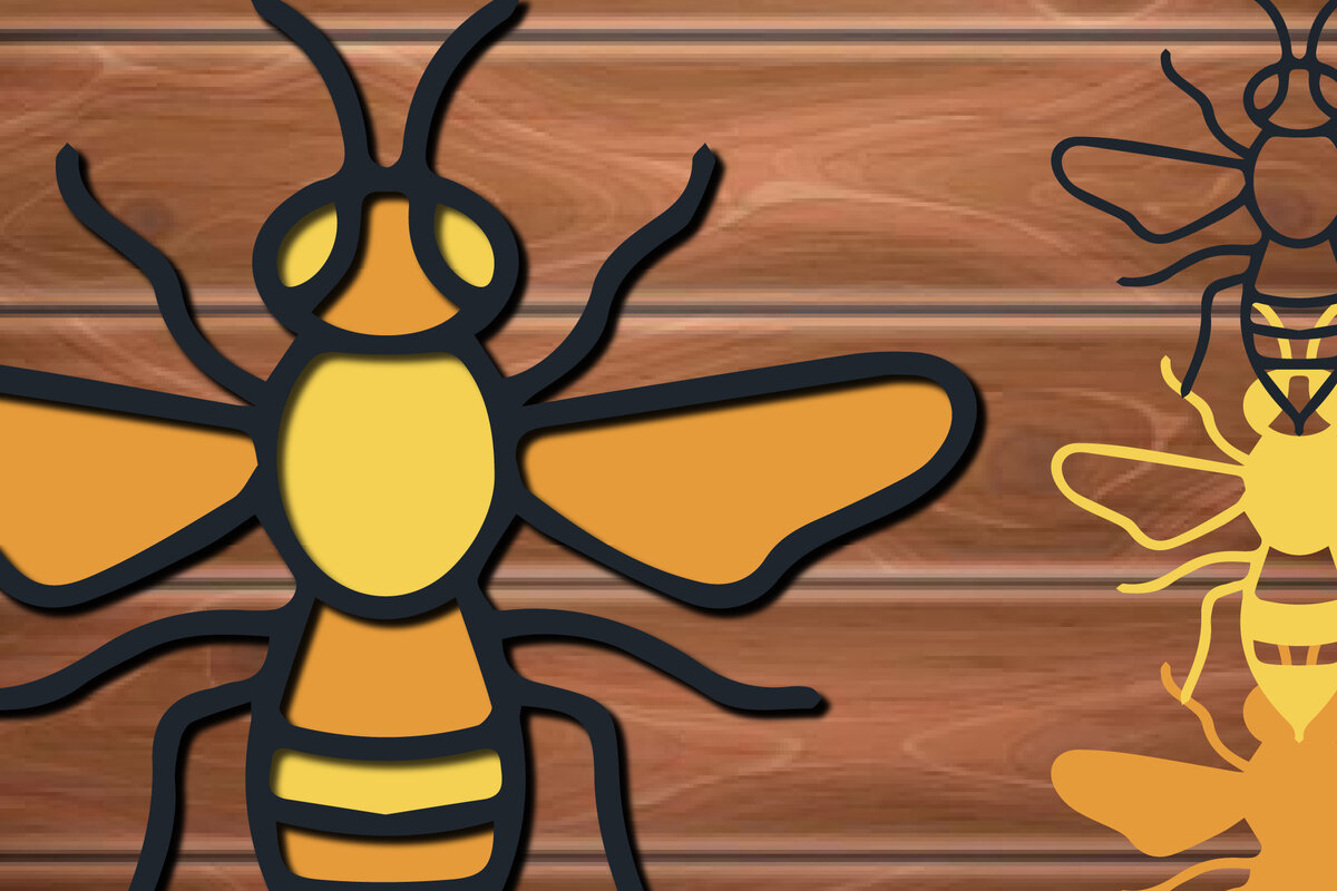 Σετ των 3 Intra απο ξύλο plywood 3mm-4mm πάχος 3D Multi Layer Bee Δίασταση 15x15 cm INTRAFABR-17269607