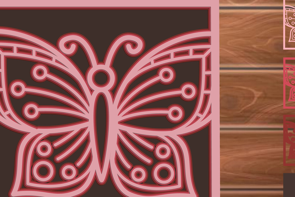 Σετ των 3 Intra απο ξύλο plywood 3mm-4mm πάχος τρισδιάστατη πεταλούδα πολλαπλών επιπέδων Δίασταση 8x8 cm INTRAFABR-15027904