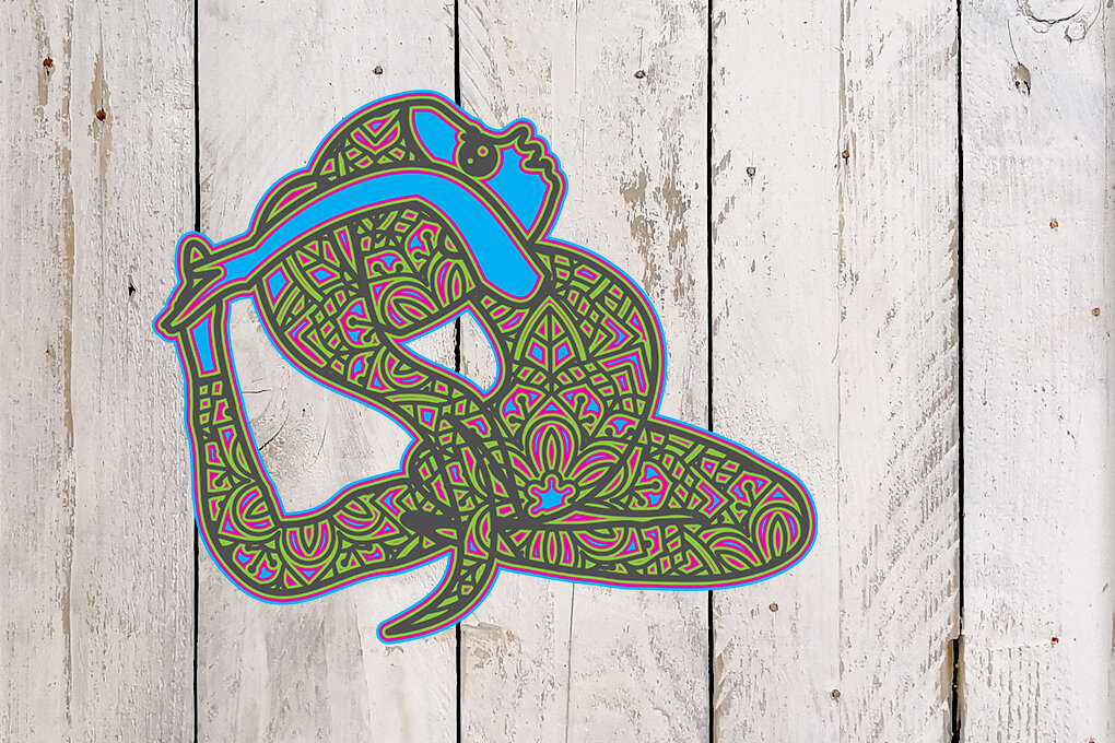 Intra απο ξύλο plywood 3mm-4mm πάχος 3D χαριτωμένο κορίτσι γιόγκα πολλαπλών επιπέδων 1 Δίασταση 30x30 cm INTRAFABR-4089484