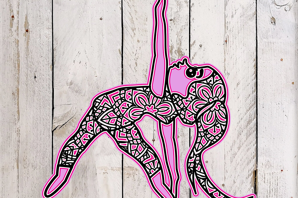 Intra απο ξύλο plywood 3mm-4mm πάχος 3D χαριτωμένο κορίτσι γιόγκα πολλαπλών επιπέδων 4 Δίασταση 30x30 cm INTRAFABR-4089508