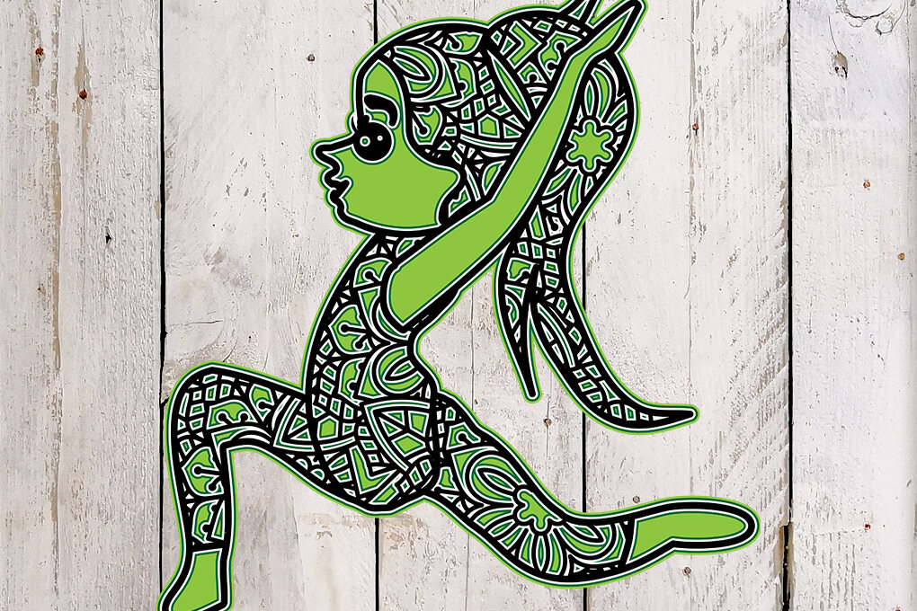 Intra απο ξύλο plywood 3mm-4mm πάχος 3D χαριτωμένο κορίτσι γιόγκα πολλαπλών επιπέδων 6 Δίασταση 30x30 cm INTRAFABR-4089517