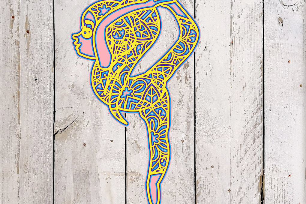 Intra απο ξύλο plywood 3mm-4mm πάχος 3D χαριτωμένο κορίτσι γιόγκα πολλαπλών επιπέδων 7 Δίασταση 30x30 cm INTRAFABR-4089522