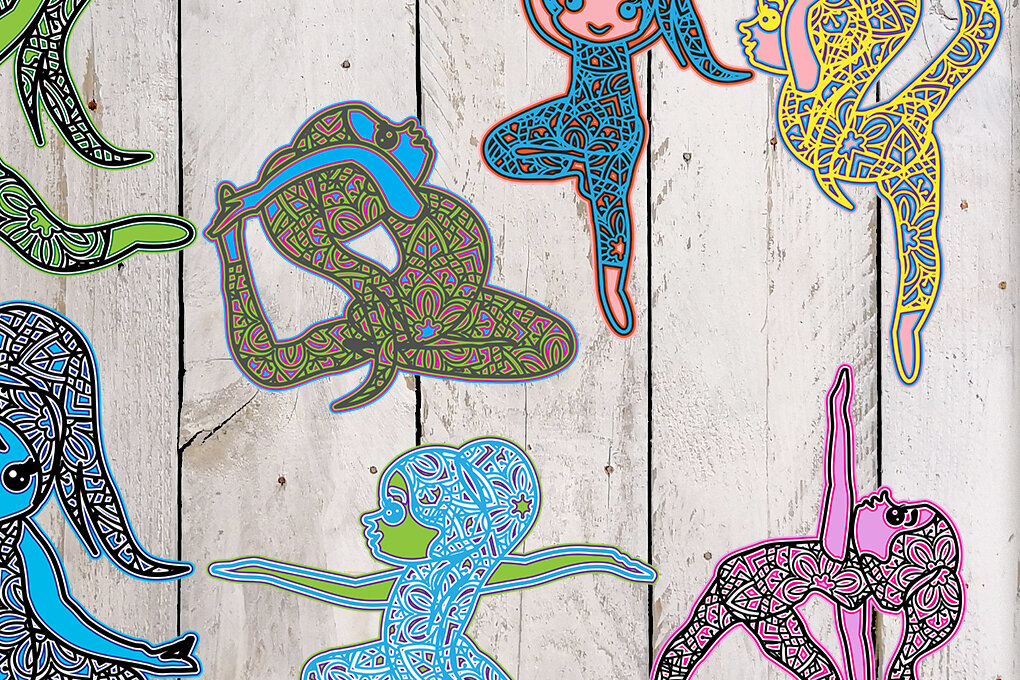 Intra απο ξύλο plywood 3mm-4mm πάχος 3D χαριτωμένο κορίτσι γιόγκα πολλαπλών επιπέδων Δίασταση 30x30 cm INTRAFABR-4089529