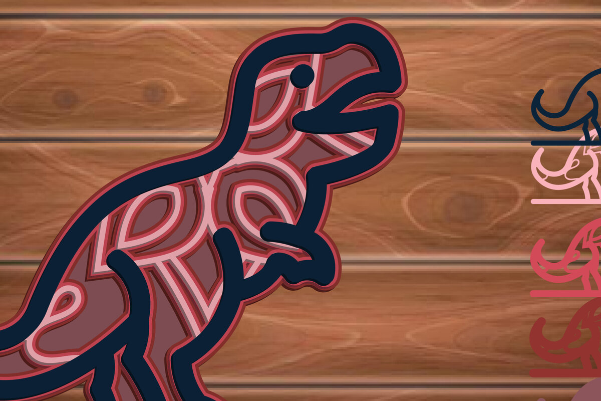 Σετ των 3 Intra απο ξύλο plywood 3mm-4mm πάχος 3D Multi Layer Dinosaur Δίασταση 8x8 cm INTRAFABR-15356258