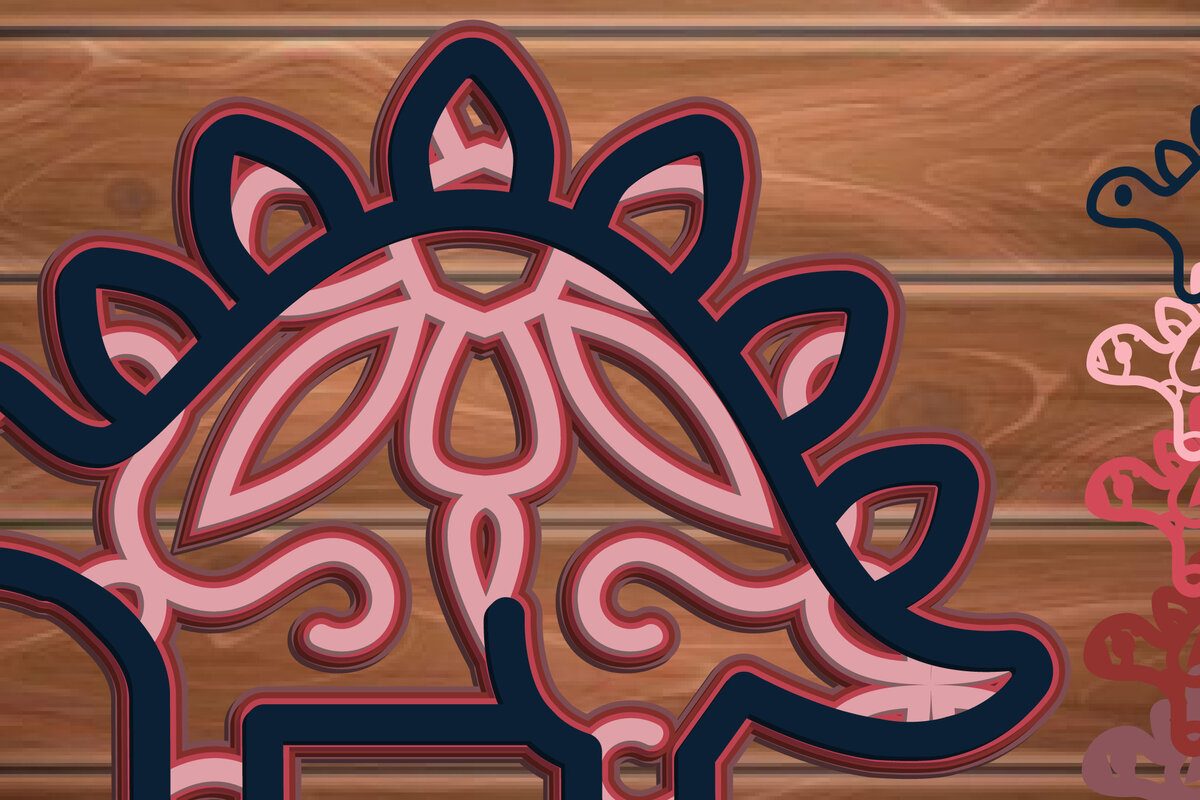 Σετ των 3 Intra απο ξύλο plywood 3mm-4mm πάχος 3D Multi Layer Dinosaur Δίασταση 8x8 cm INTRAFABR-15330872