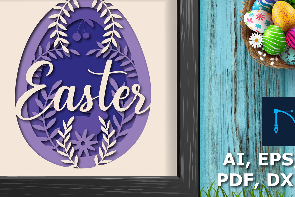 Σετ των 2 Intra απο ξύλο plywood 3mm-4mm πάχος 3D Multi-layer Easter Day Shadow Box Δίασταση 25x25 cm INTRAFABR-24785242