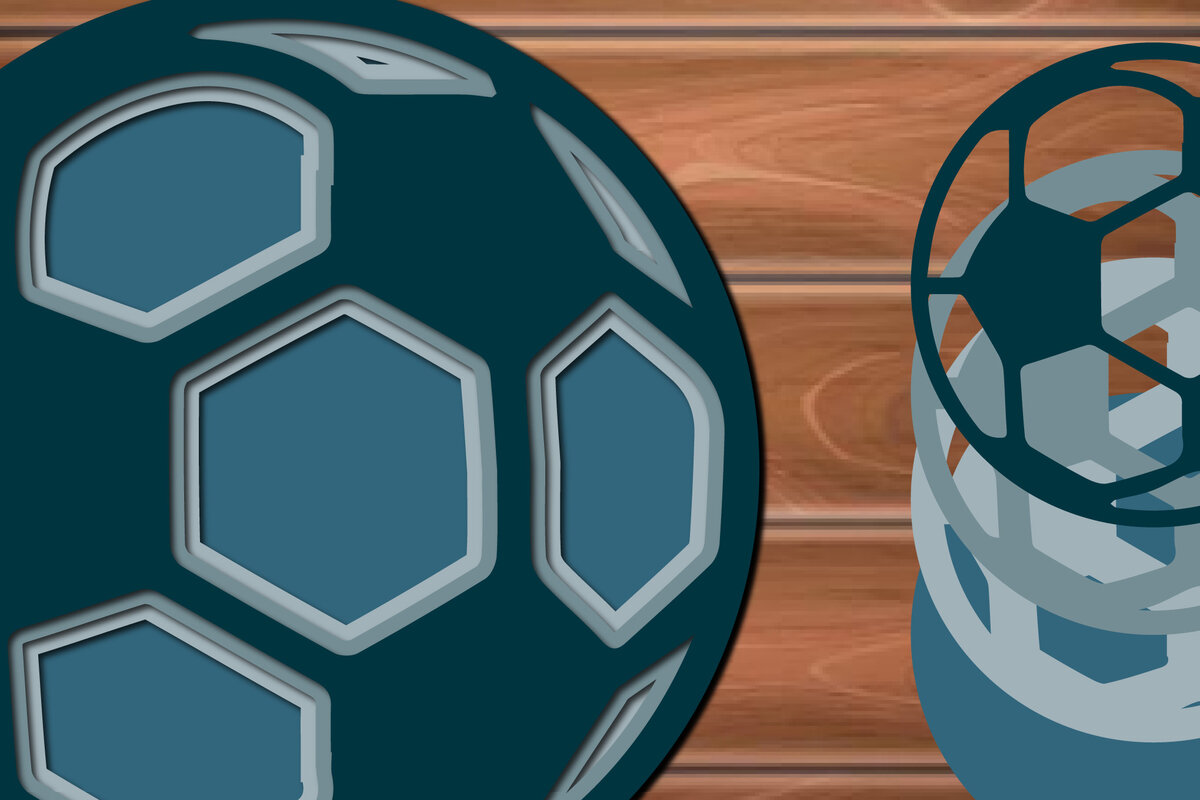 Σετ των 2 Intra απο ξύλο plywood 3mm-4mm πάχος Τρισδιάστατη κοπή χαρτιού ποδοσφαίρου πολλαπλών στρώσεων Δίασταση 15x15 cm INTRAFABR-17078327