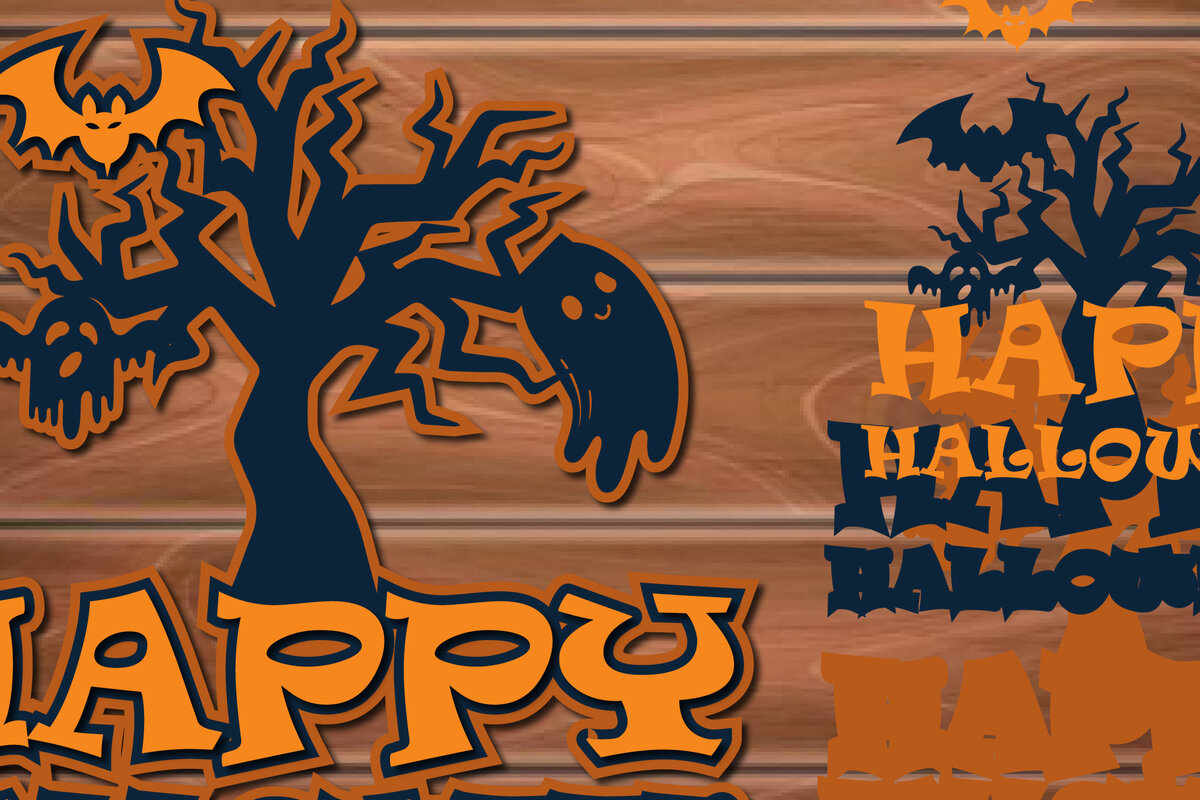 Σετ των 2 Intra απο ξύλο plywood 3mm-4mm πάχος Τρισδιάστατες αποκριάτικες διακοσμήσεις πολλαπλών επιπέδων Δίασταση 15x15 cm INTRAFABR-15950299