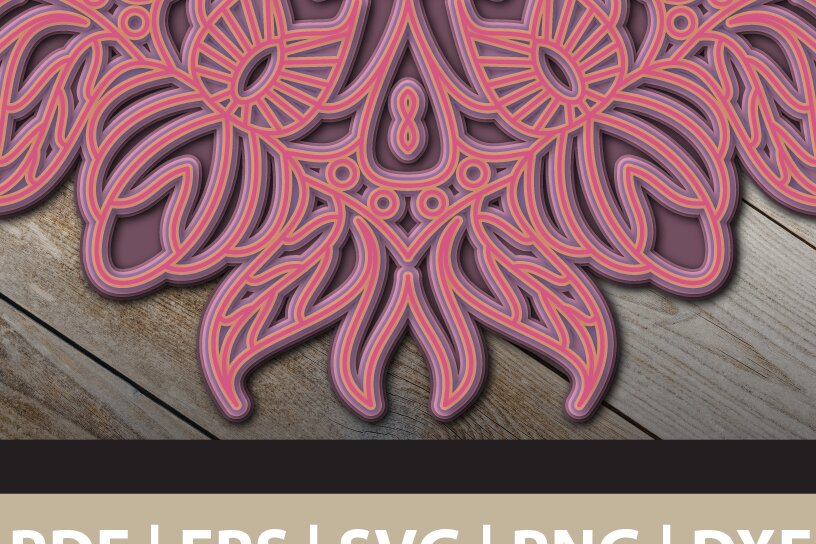 Intra απο ξύλο plywood 3mm-4mm πάχος 3D Multi Layered Mandala Δίασταση 30x30 cm INTRAFABR-25893109