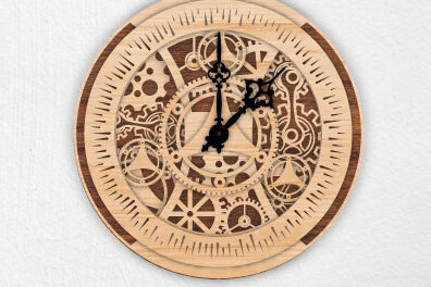 Σετ των 2 Intra απο ξύλο plywood 3mm-4mm πάχος 3D ρολόι πολλαπλών επιπέδων Δίασταση 15x15 cm INTRAFABR-25168352