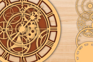 Σετ των 2 Intra απο ξύλο plywood 3mm-4mm πάχος 3D ρολόι πολλαπλών επιπέδων Δίασταση 15x15 cm INTRAFABR-25168350