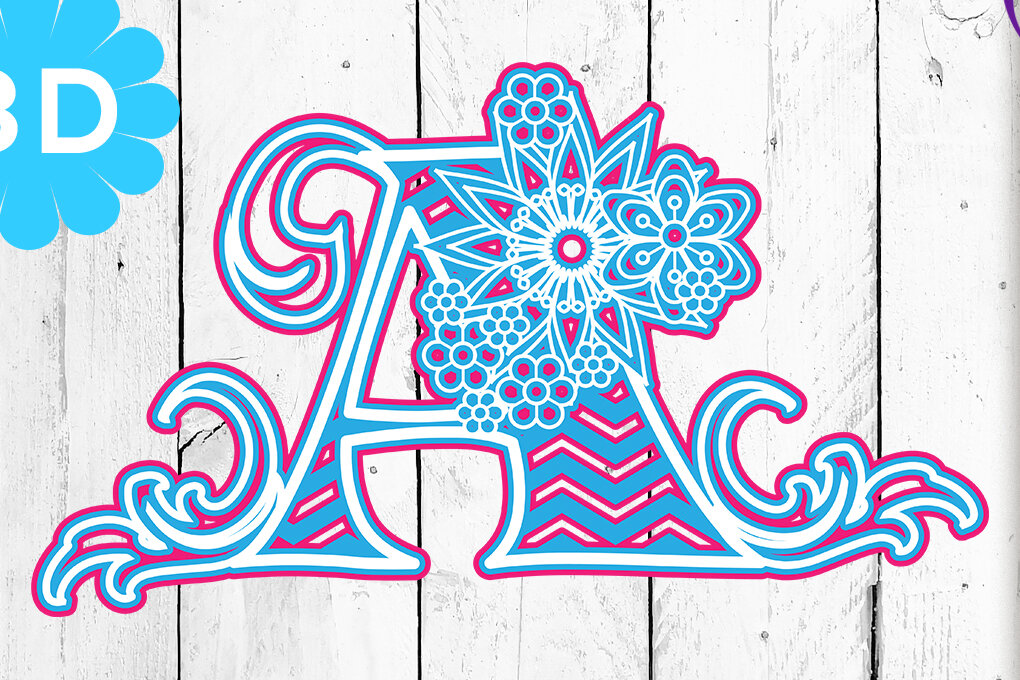 Intra απο ξύλο plywood 3mm-4mm πάχος 3D Multilayer Floral Chevron Letter a Δίασταση 40x40 cm INTRAFABR-4301433